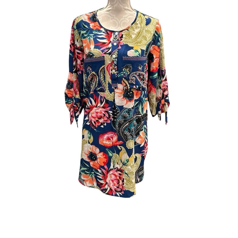 Fig and Flower Anthropologie Tunic / Dress Medium Floral & Paisley Side Slits